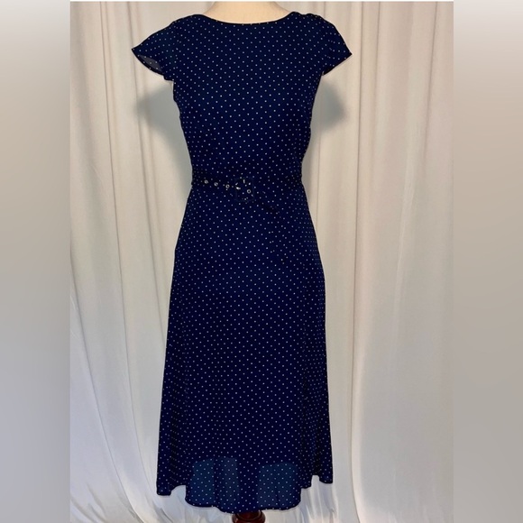 Trixxi Dark Blue Maxi Dress with Dotted Pattern - Picture 1 of 7